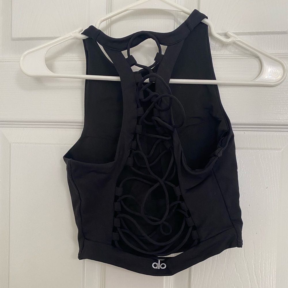 ALO Black Criss-Cross Back Tank